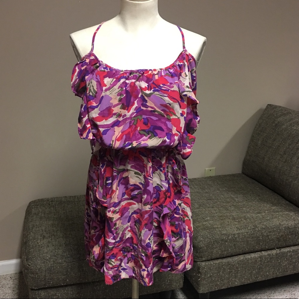“Parker”/Purple/Lavender Print Silk Dress/SZ Large